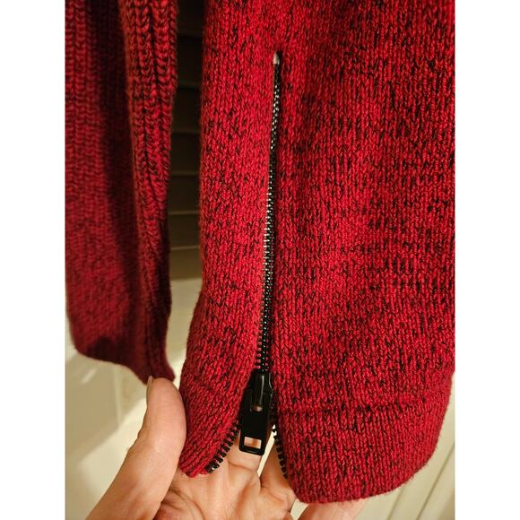 Express Sweater Women's M Red Knit Cowl Neck Zipper Accent - Picture 4 of 6